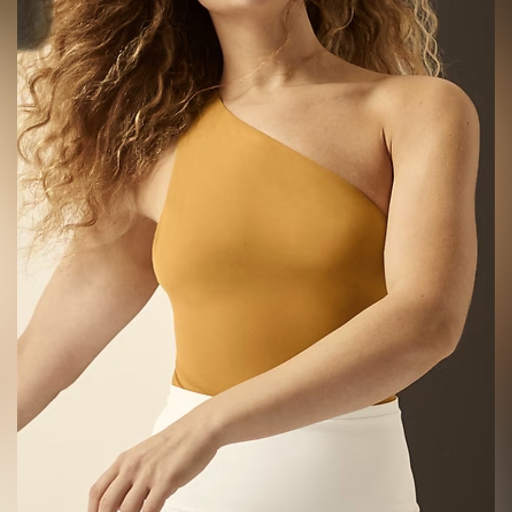 Athleta One-Shoulder Bodysuit in Mustard